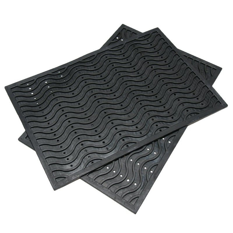 Rubber-Cal 03-237-WA "Dura-Scraper Wave" Commercial Entrance Rubber Mat, 3/8" Thick x 24" x 36", Black - Image 1